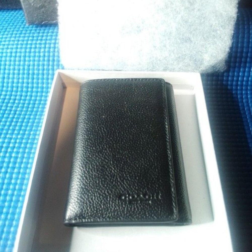 Coach New York Tri-Fold Black Leather Men's Wallet - Picture 5 of 7
